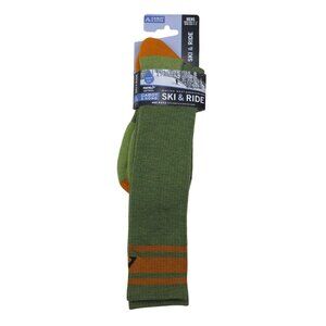 Cabot & Sons Mens Merino Wool Ski & Ride Socks Green/Orange Size 10-13 Shoe 9-12